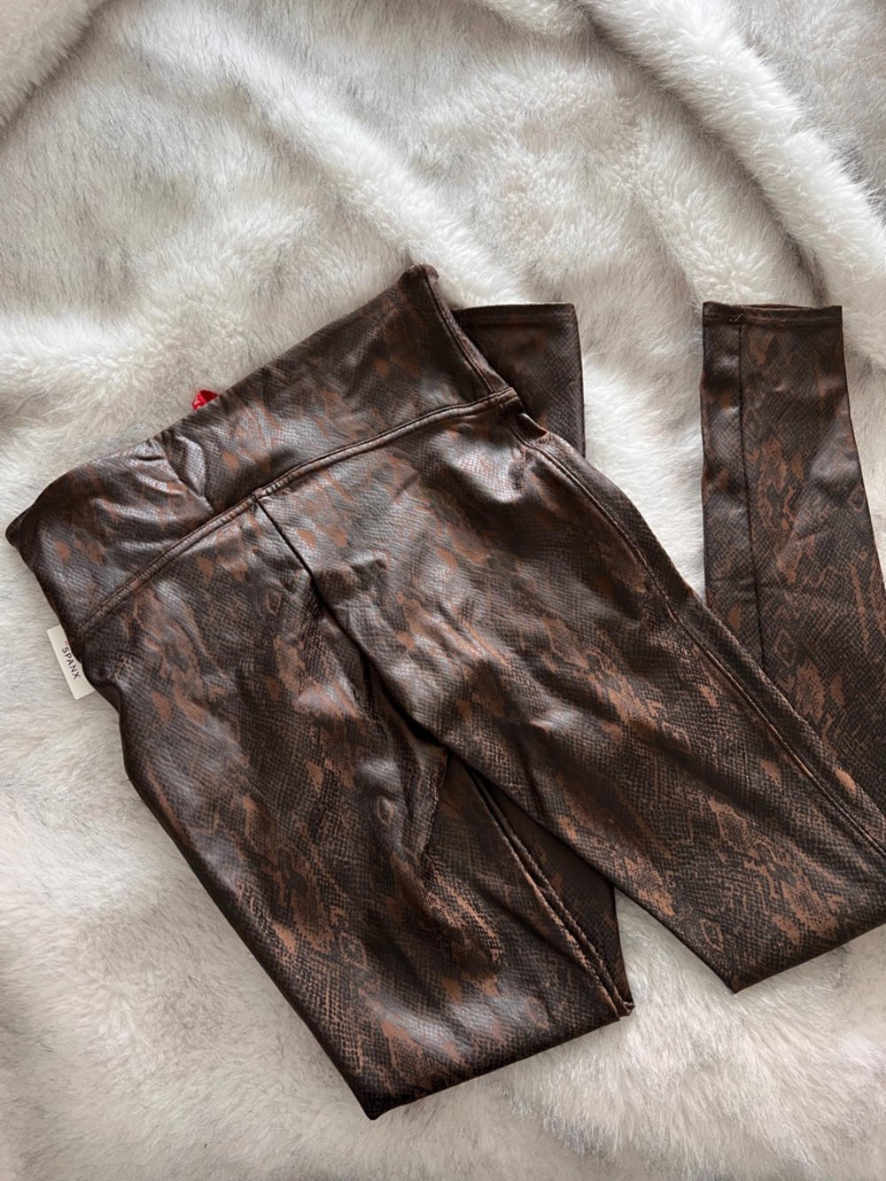 BNWT Spanx Brown Snakeprint Faux Leather Leggings - Picture 5 of 5